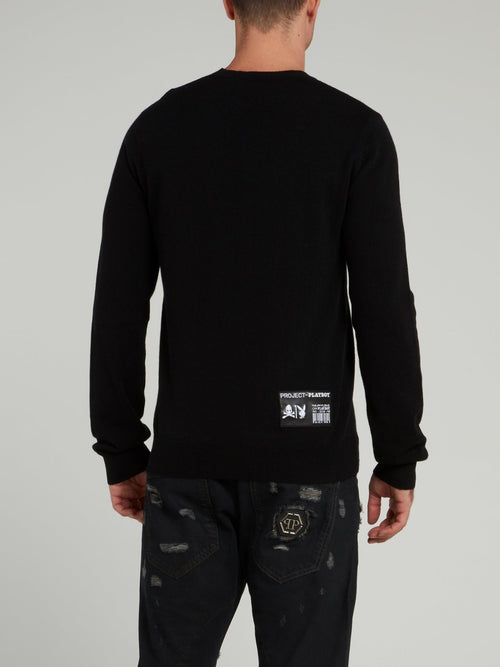 Черный джемпер с круглым вырезом Playboy