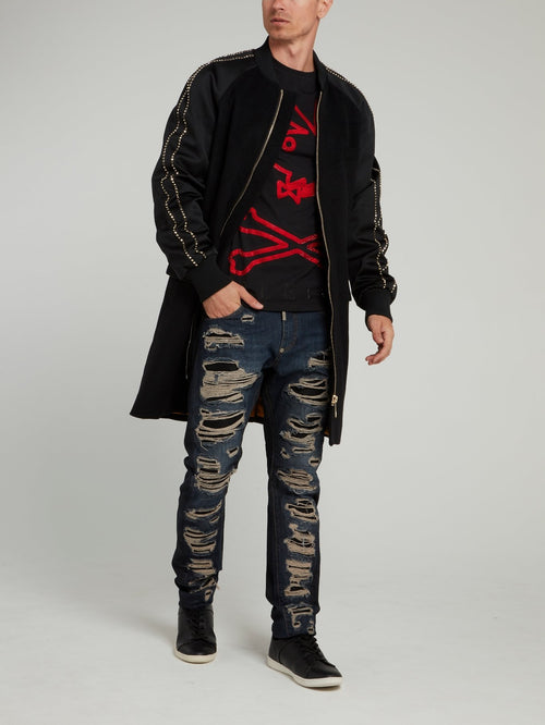 Черная футболка с круглым вырезом и рисунком Playboy