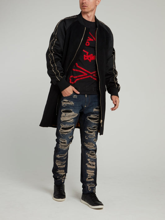 Черная футболка с круглым вырезом и рисунком Playboy