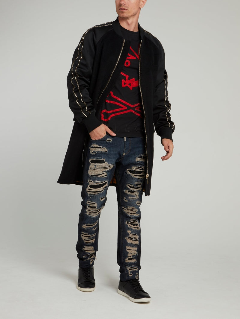 Черная футболка с круглым вырезом и рисунком Playboy