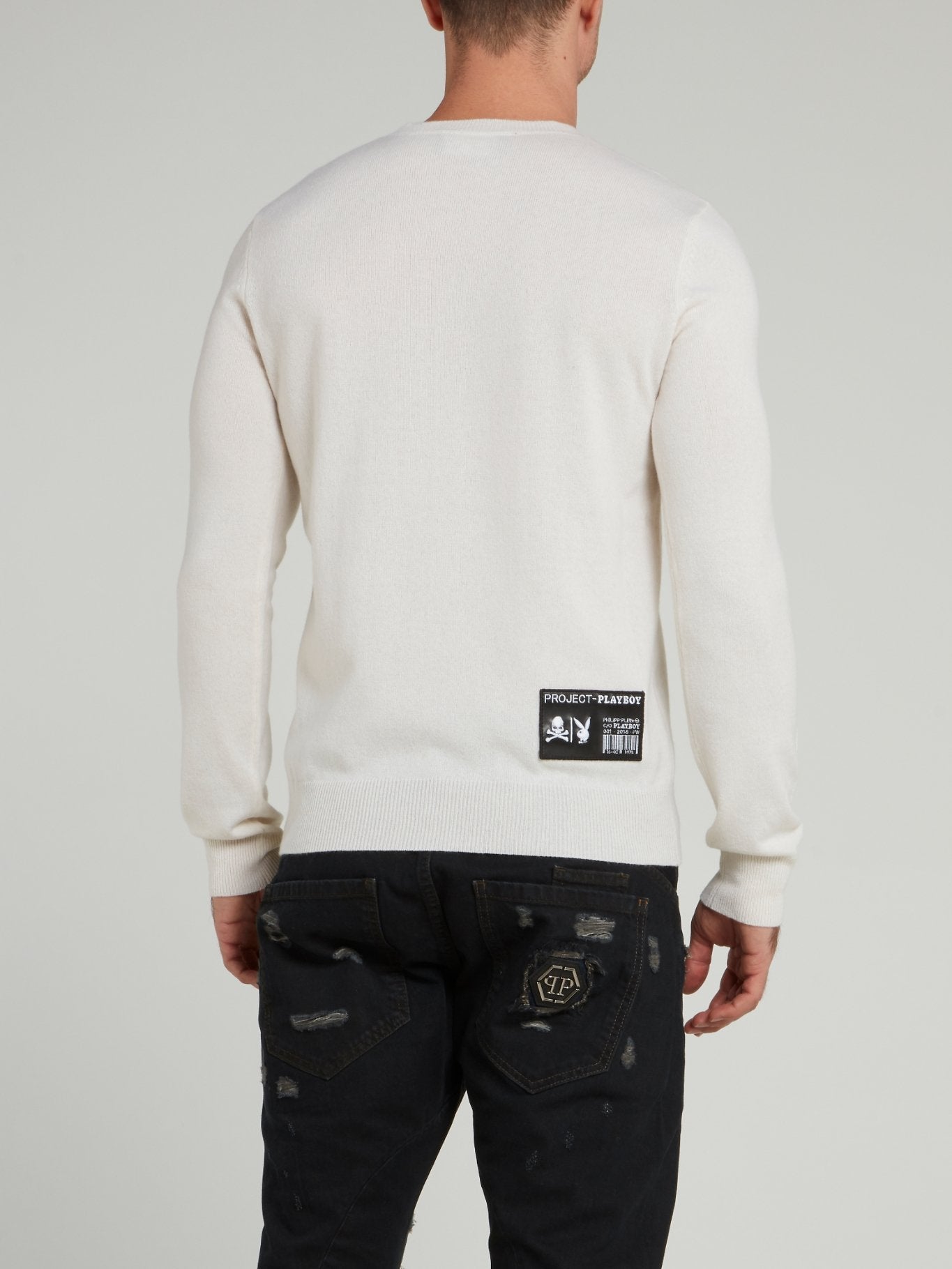 Белый джемпер с круглым вырезом Playboy
