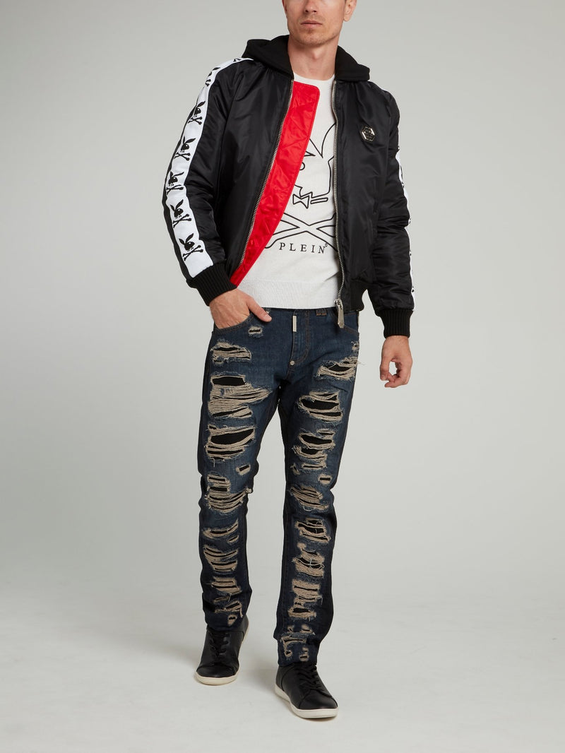 Белый джемпер с круглым вырезом Playboy