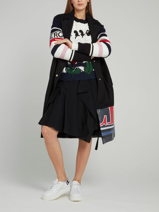 Черная юбка с запахом и оборками