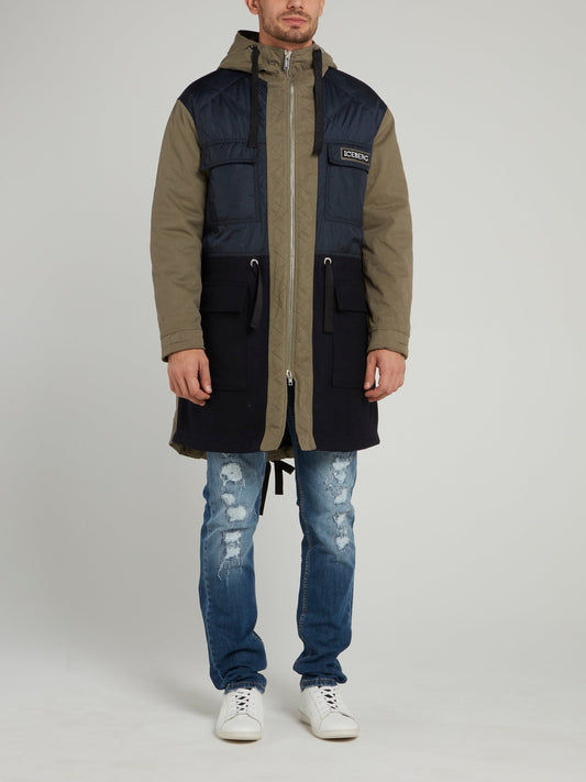 Длинная коричневая спортивная куртка