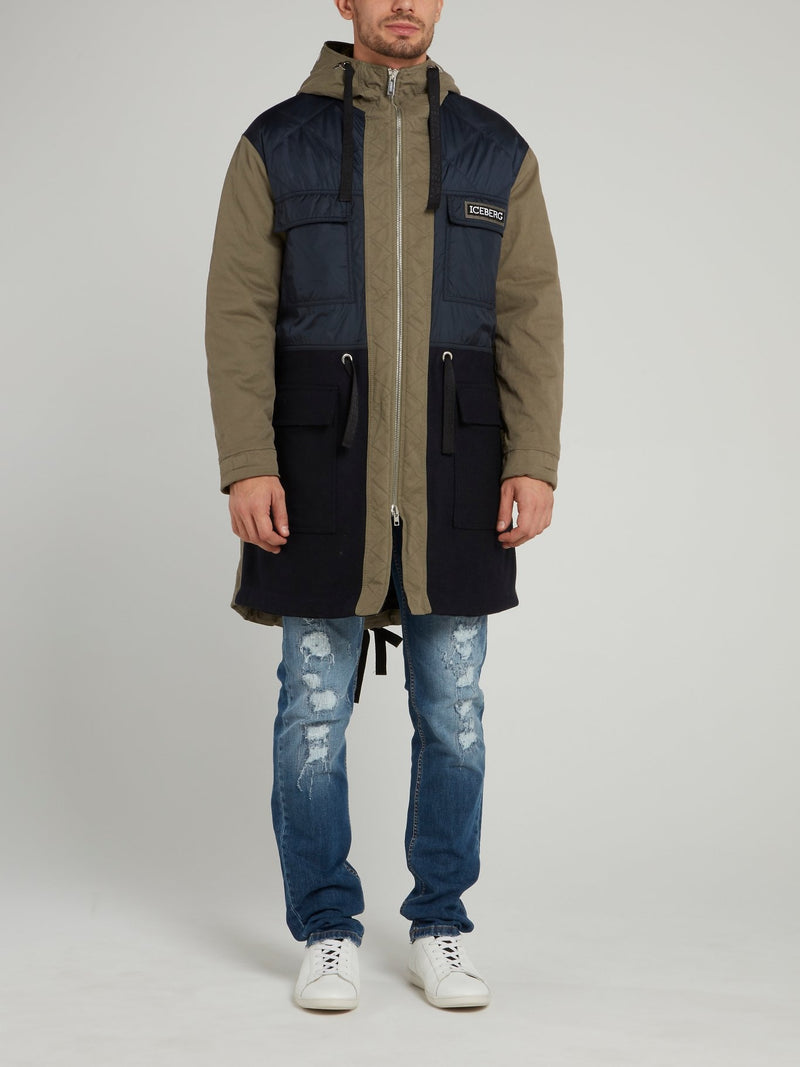 Длинная коричневая спортивная куртка