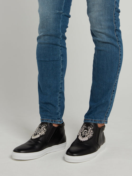 Черные высокие кроссовки с логотипом