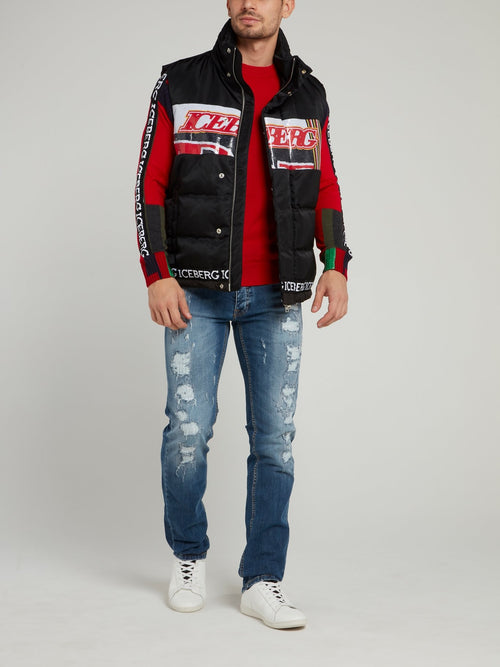 Черная стеганая теплая куртка