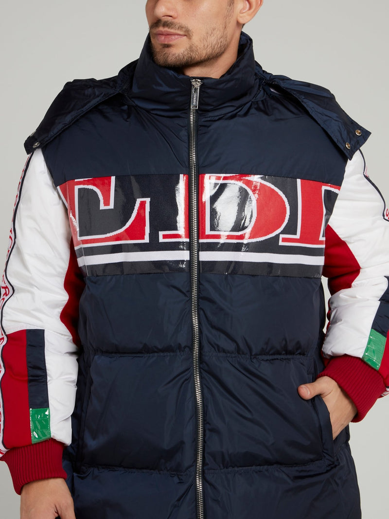 Темно-синяя теплая куртка оверсайз