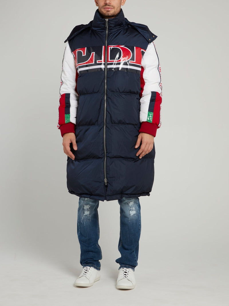 Темно-синяя теплая куртка оверсайз