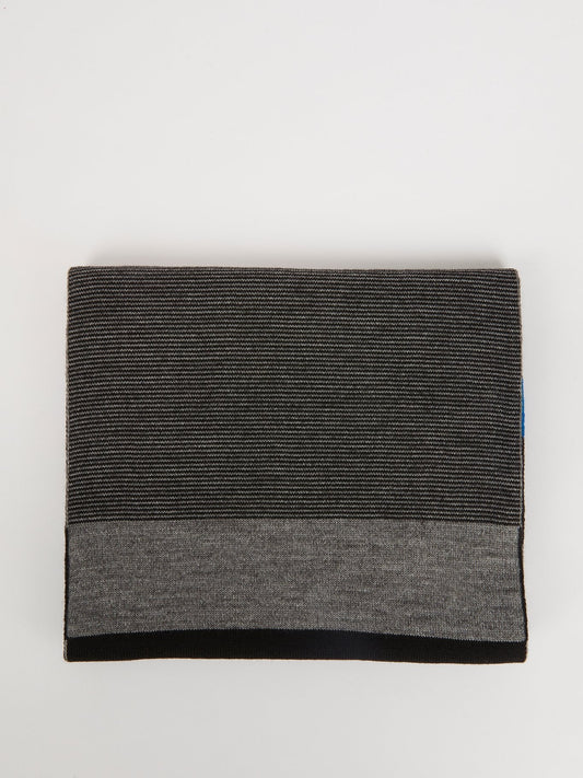 Grey Ribbed Logo Scarf