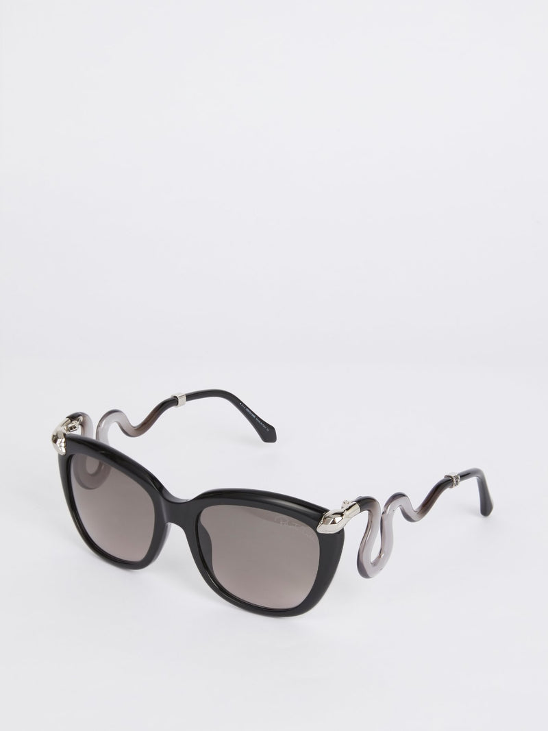 Acetate Square Snake Detail Sunglasses