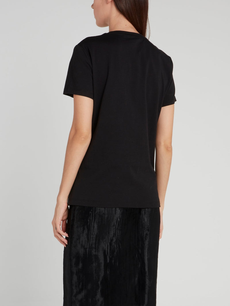 Черная футболка с логотипом из страз