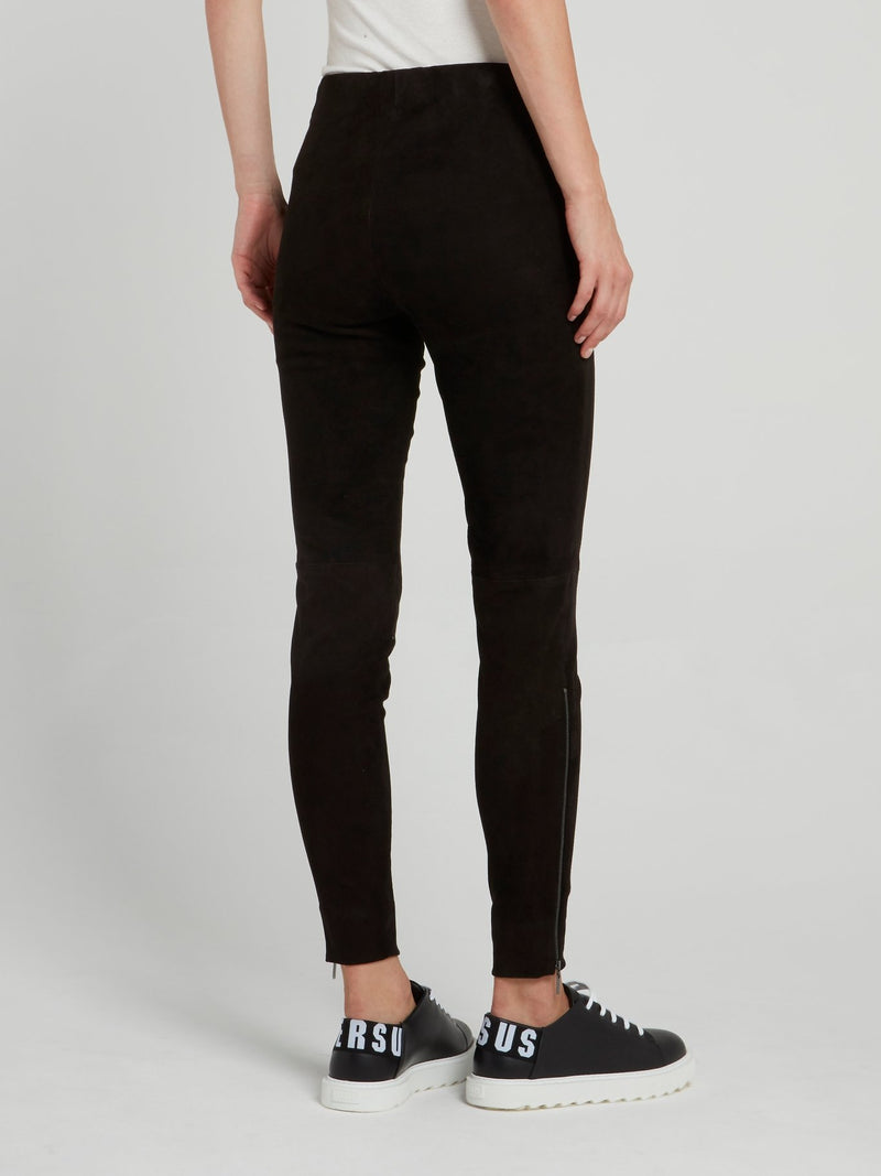 Черные классические замшевые леггинсы
