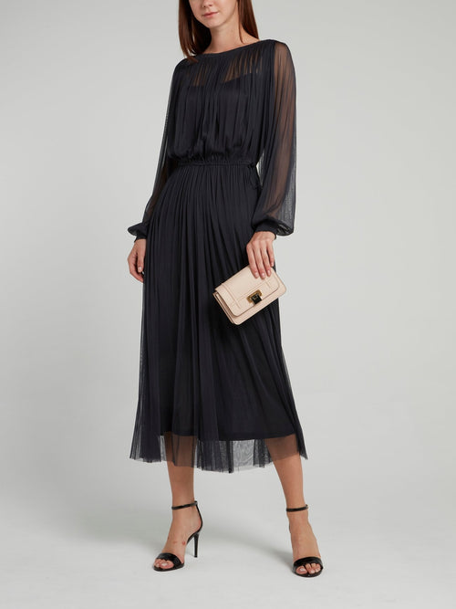 Черное классическое платье-миди из тюля