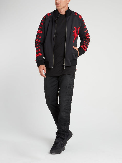 Черные джинсы с вышитым логотипом