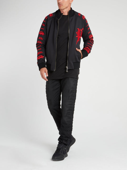 Черные джинсы с вышитым логотипом