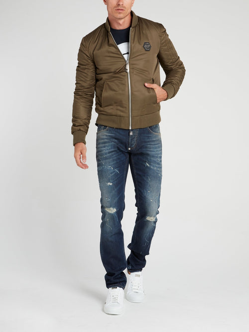 Куртка в стиле милитари с декором в виде черепа