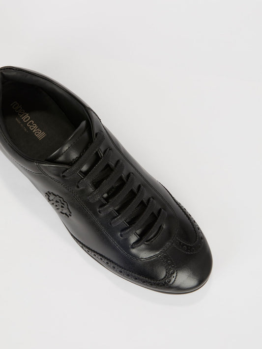 Черные низкие кожаные кроссовки