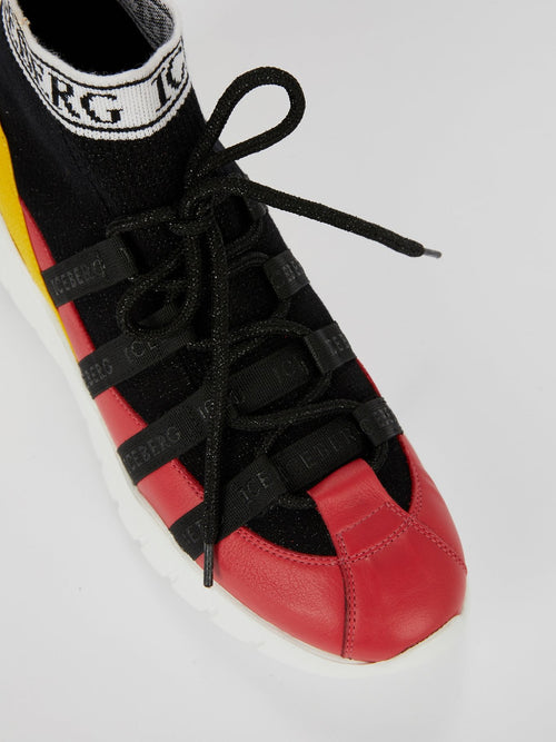 Кроссовки на платформе с блестящей вставкой