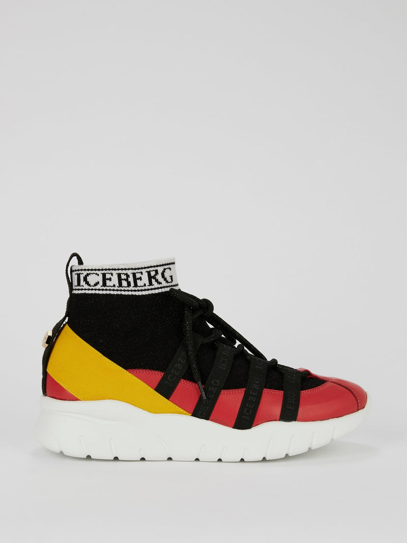 Кроссовки на платформе с блестящей вставкой