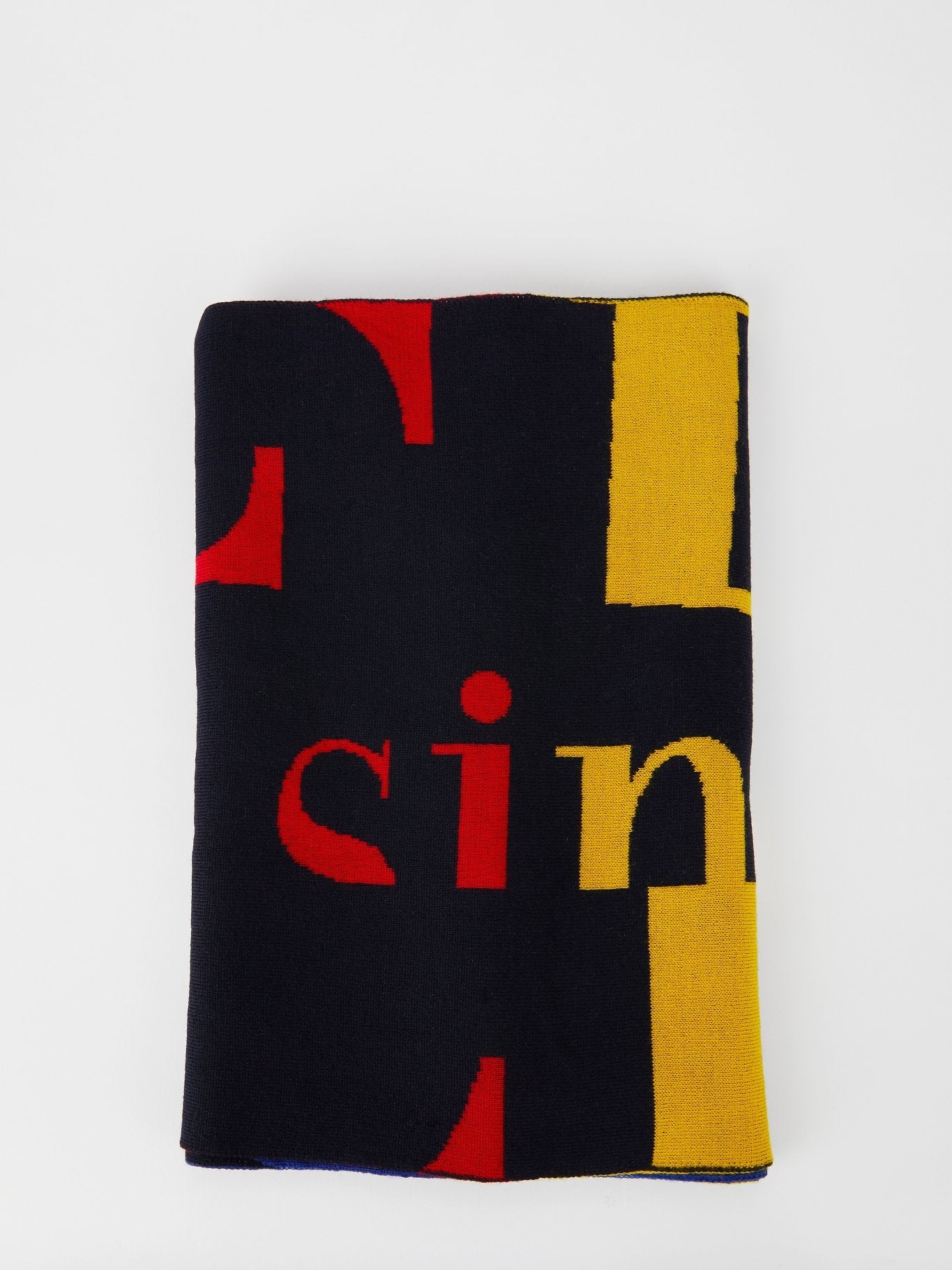 Темно-синий шарф в стиле колор-блок с логотипом