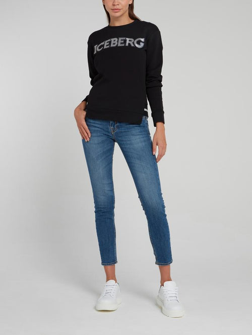 Синие укороченные джинсы скинни