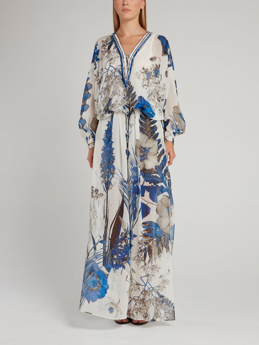 Туника с цветочным принтом и рукавами "епископ"