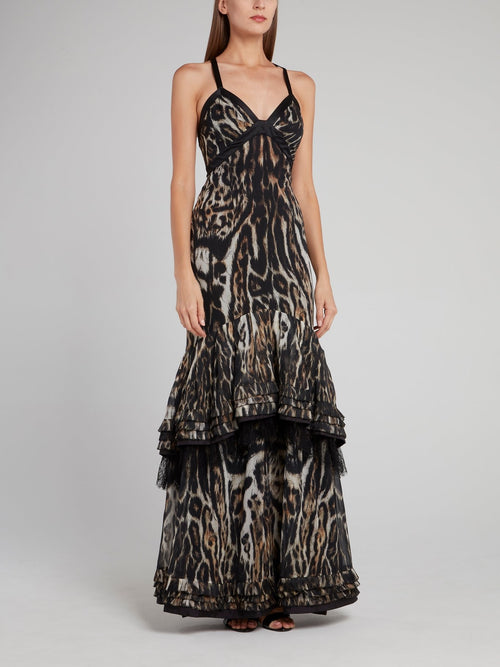 Leopard Print Tiered Maxi Dress