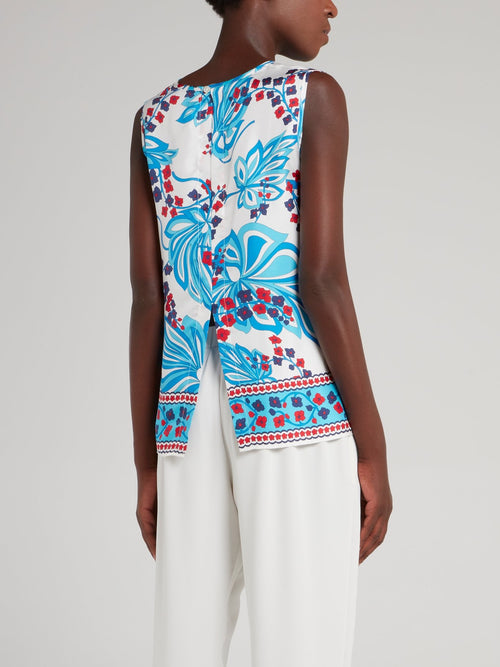 Топ с синими узорами