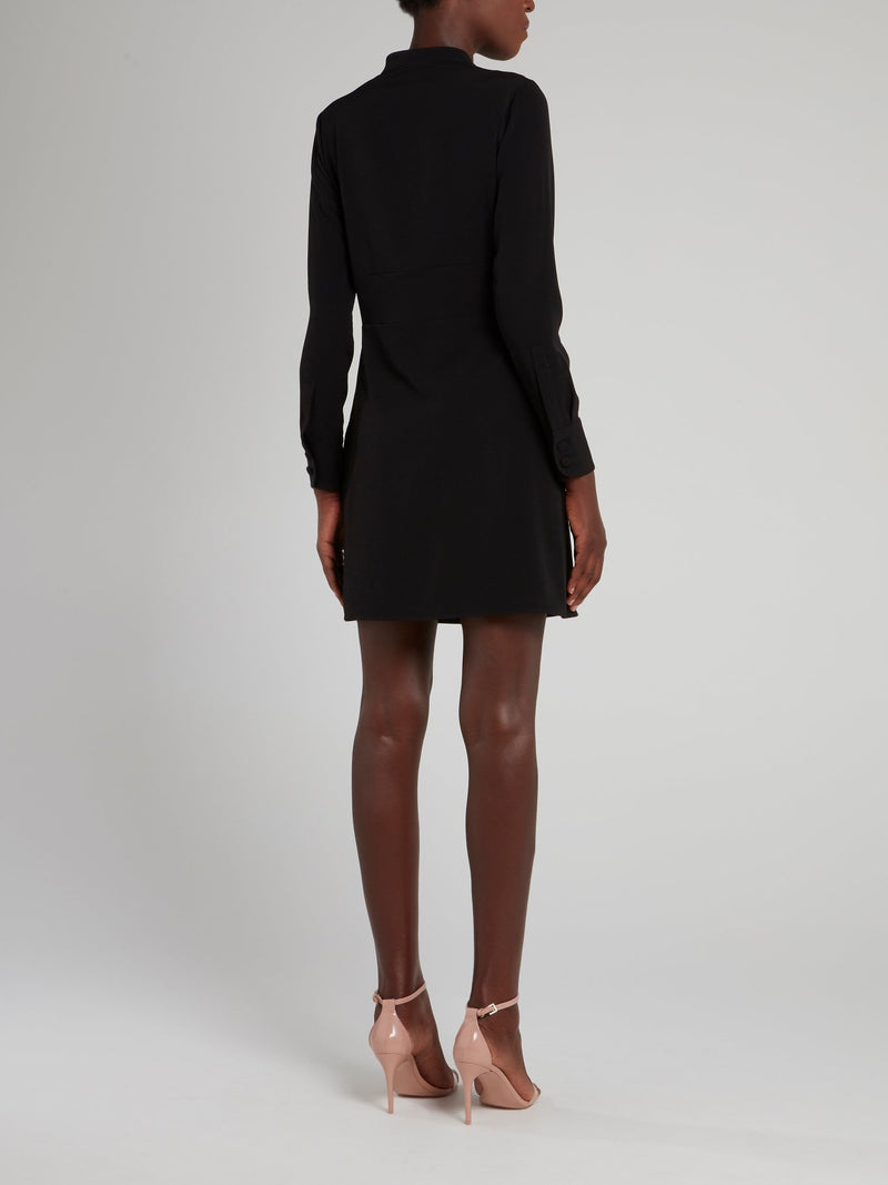 Черное платье-мини с кружевом