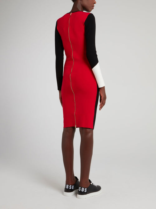 Платье-мини в стиле колор-блок с молнией на спине