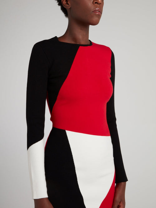 Платье-мини в стиле колор-блок с молнией на спине