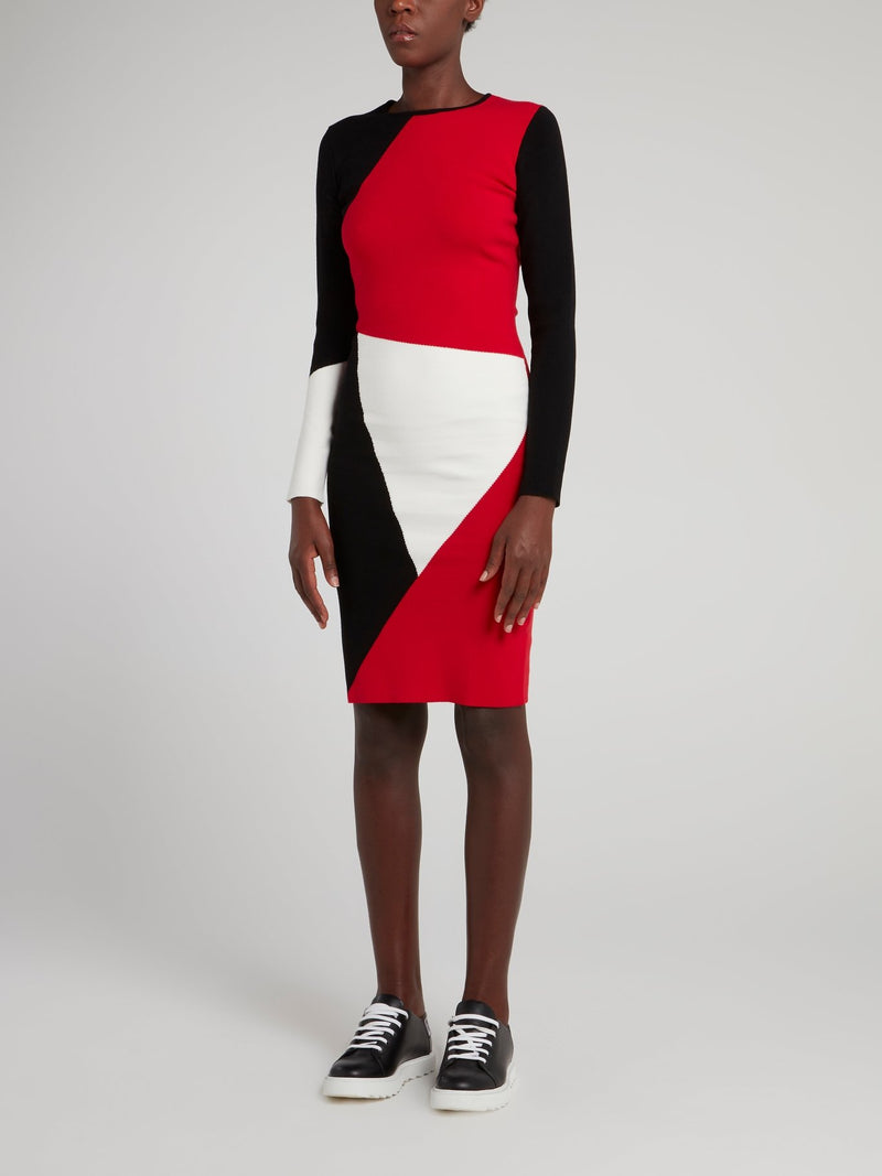 Платье-мини в стиле колор-блок с молнией на спине