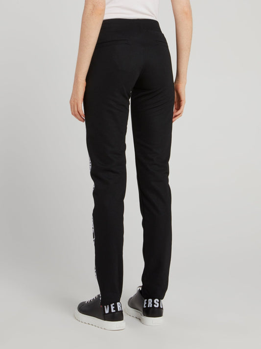 Черные спортивные брюки на резинке с логотипом