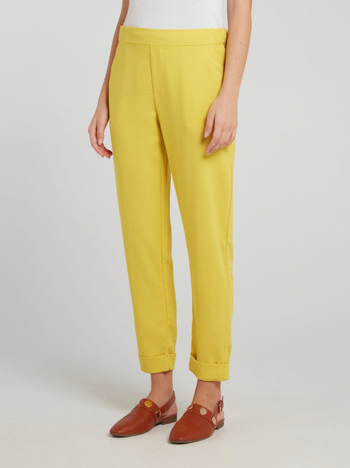 Yellow High Waist Tapered Pants