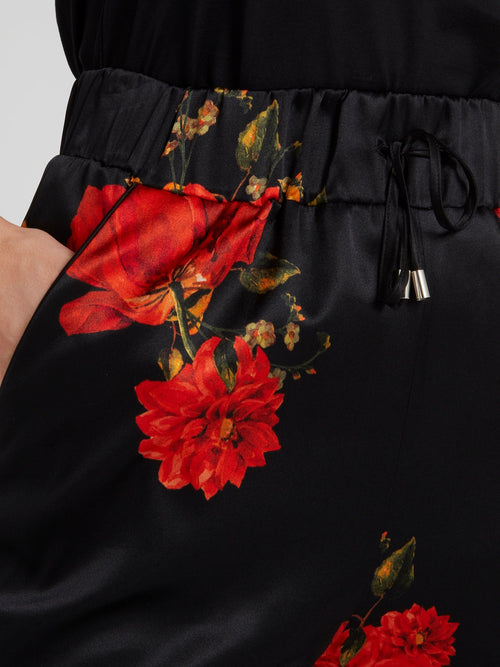 Спортивные брюки со шнурком и цветочным принтом