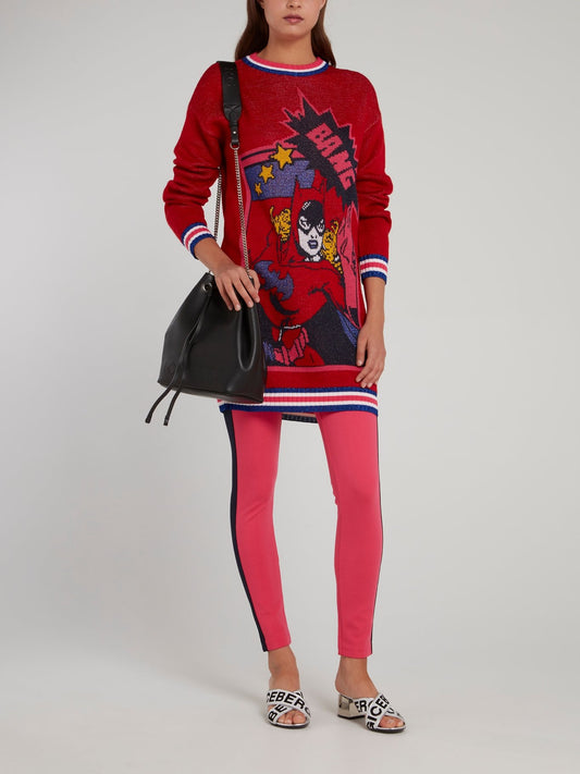 Розовые брюки на резинке с лампасами