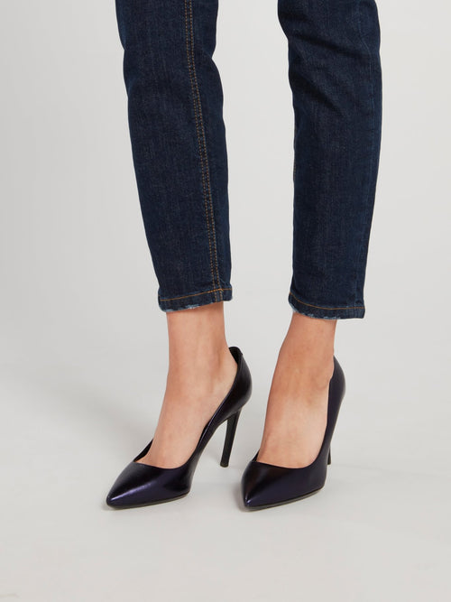 Фиолетовые лодочки из кожи наппа