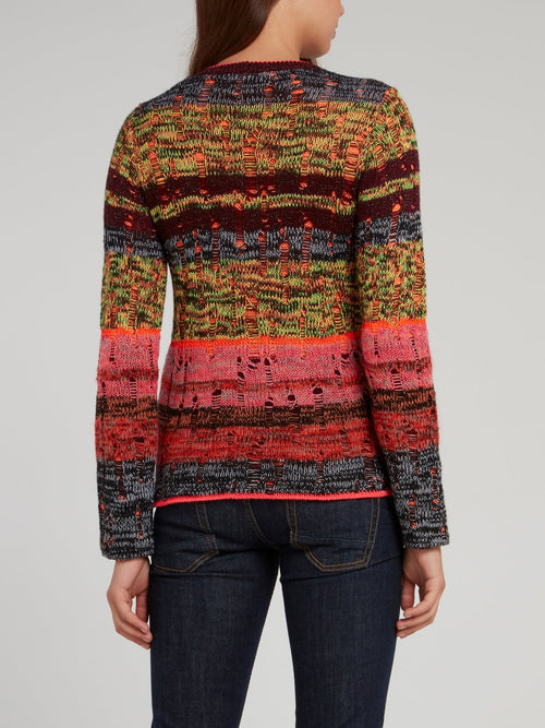 Свитер с круглым вырезом и стразами