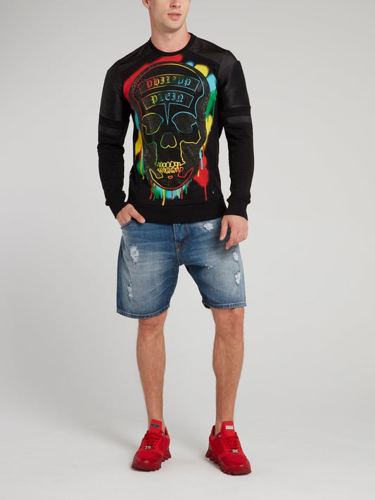 Синие бермуды с рваной отделкой