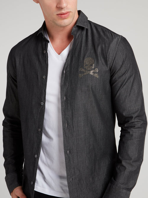 Серая рубашка с изображением черепа