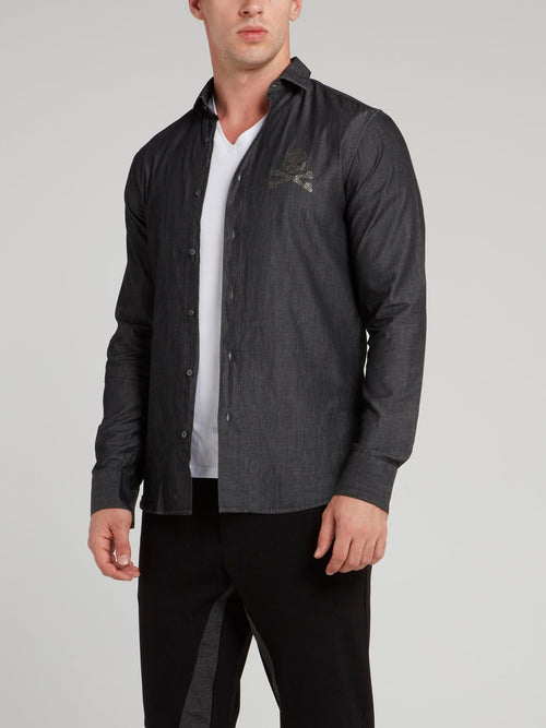 Серая рубашка с изображением черепа