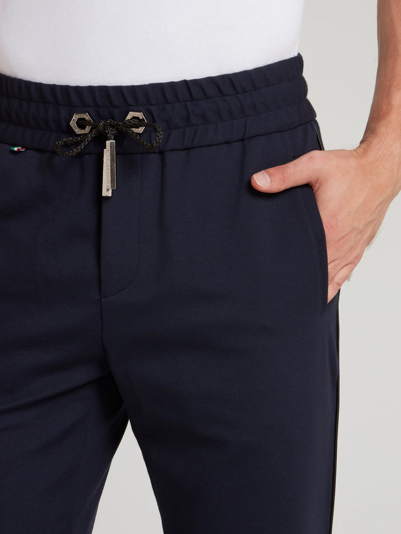 Темно-синие спортивные брюки со шнурком