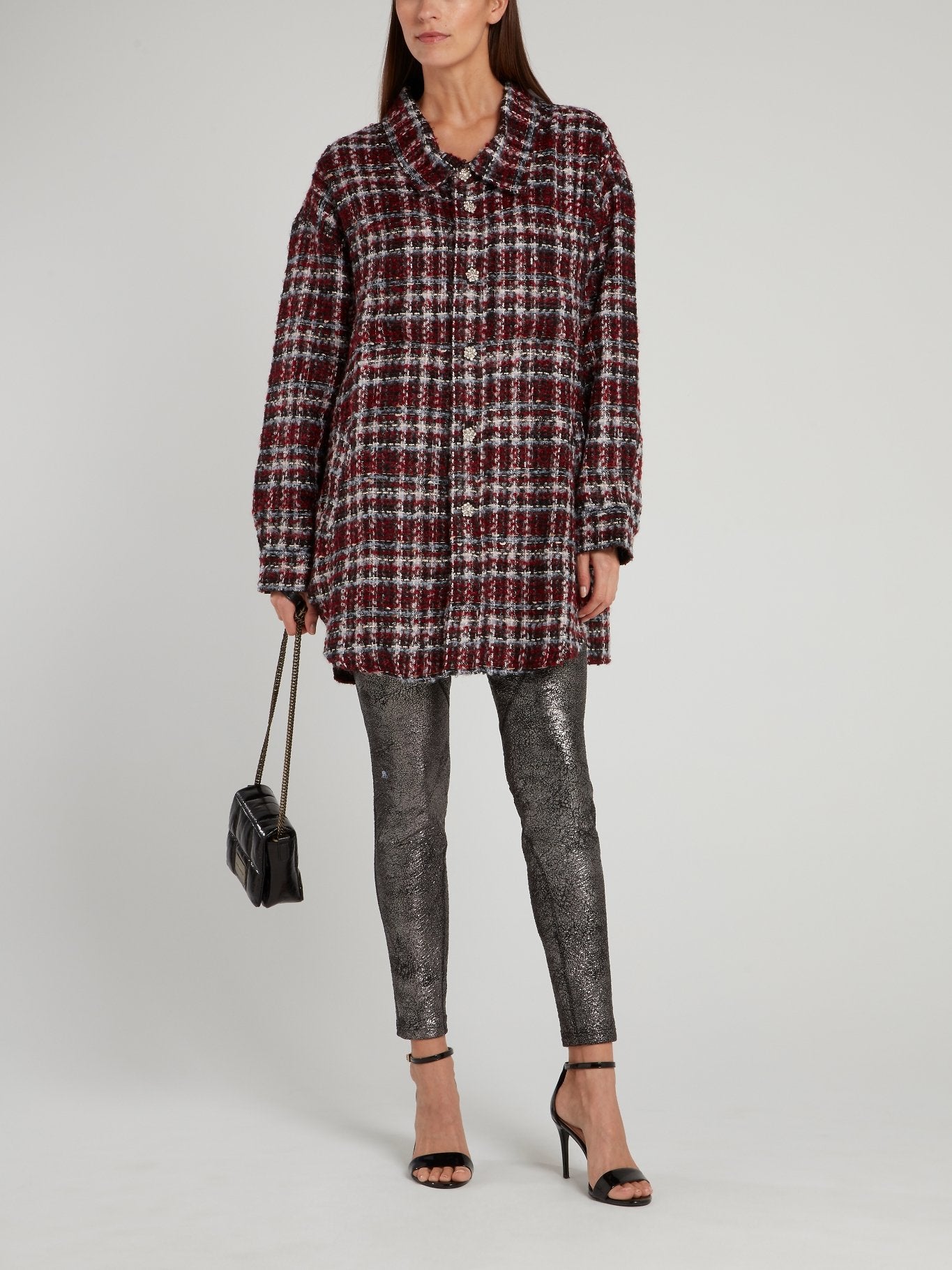 Кожаные спортивные брюки с металлическим эффектом