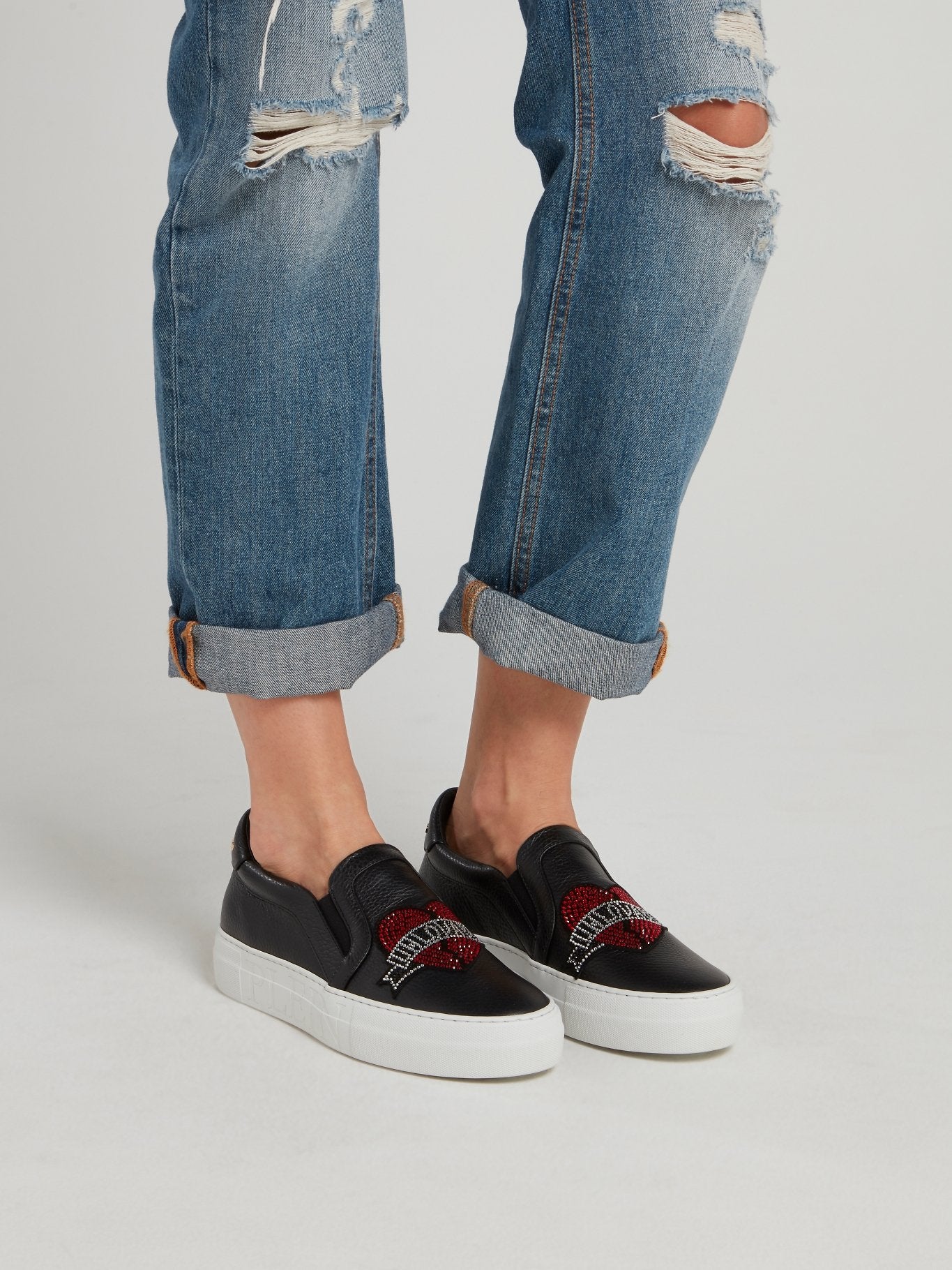 Черные слипоны со стразами