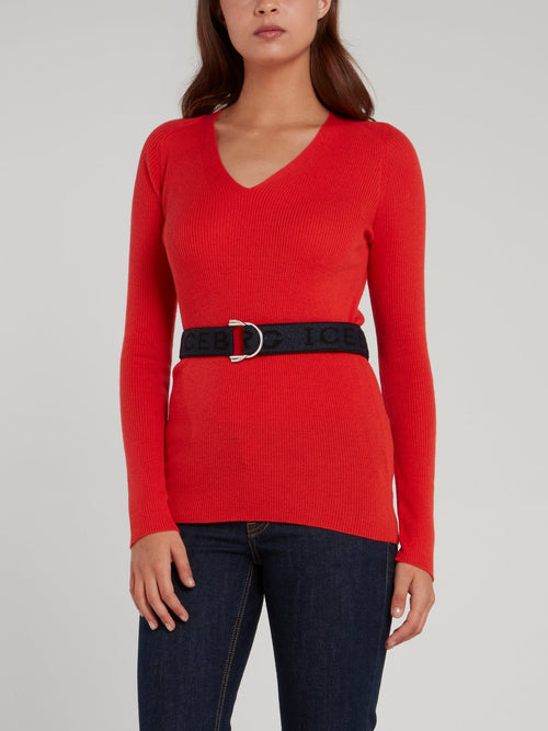 Серый ремень с логотипом