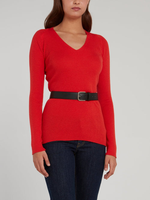 Черный кожаный ремень с тиснением