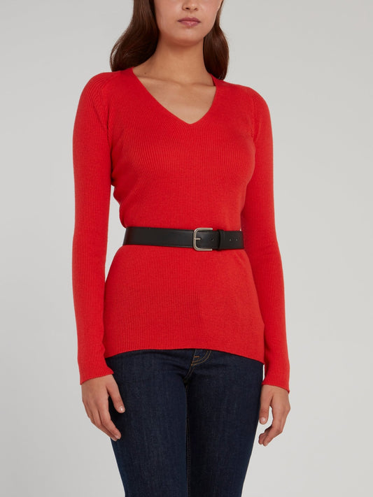 Черный кожаный ремень с тиснением