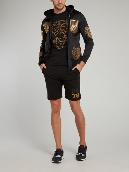 Черные спортивные шорты с логотипом сбоку