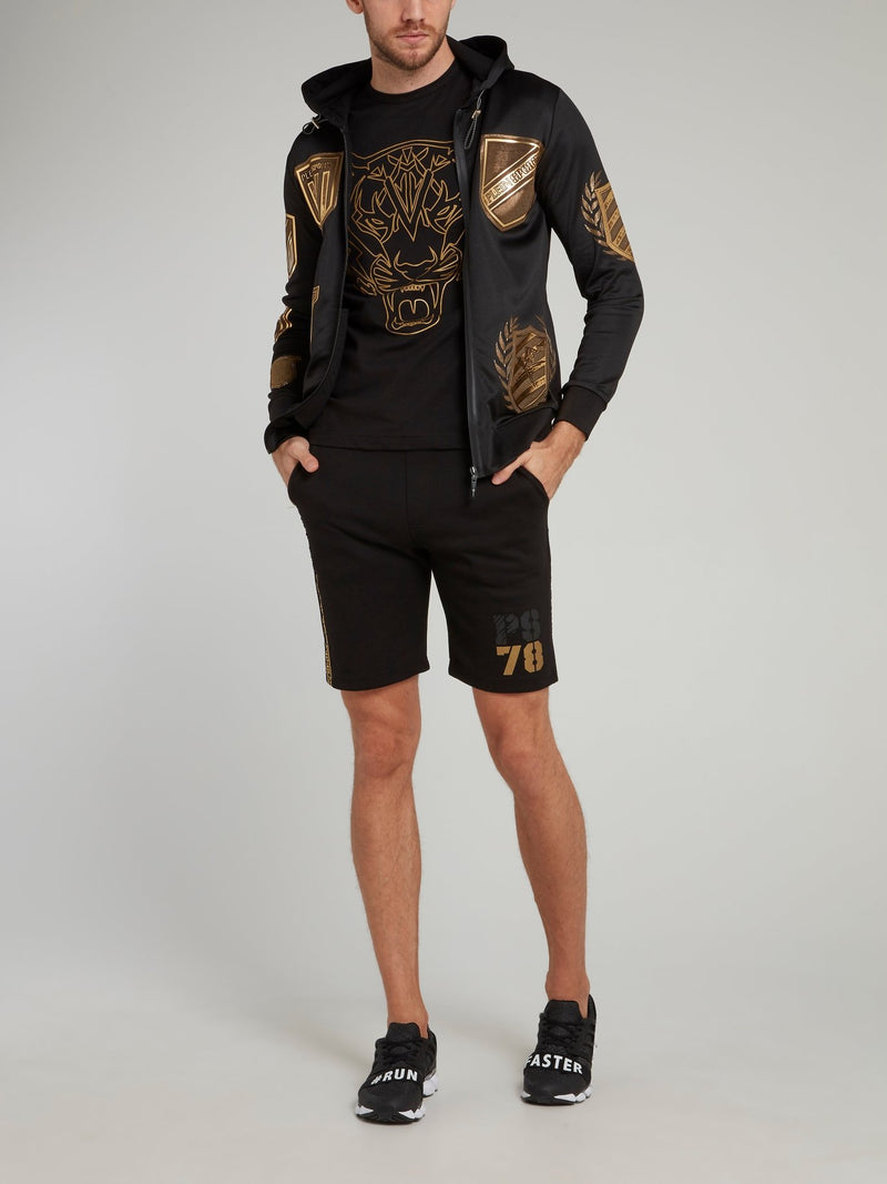 Черные спортивные шорты с логотипом сбоку